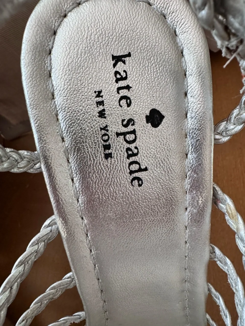 Kate Spade Silver Braided Cage Style Wedge Heel Sandal